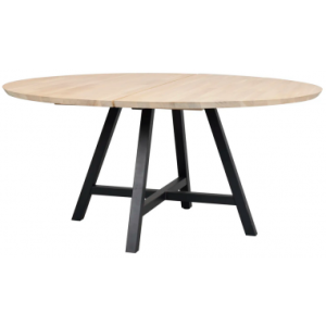 Rowico Carradale rundt spisebord i metal og egetræ Ø150 cm - Sort/White wash
