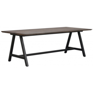 Rowico Carradale spisebord i metal og egetræ 220 x 100 cm - Sort/Brun