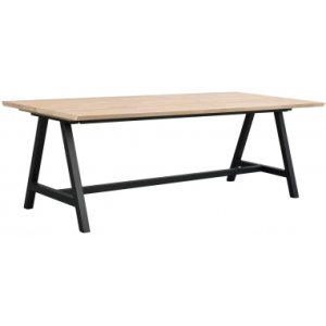 Rowico Carradale spisebord i metal og egetræ 220 x 100 cm - Sort/White wash