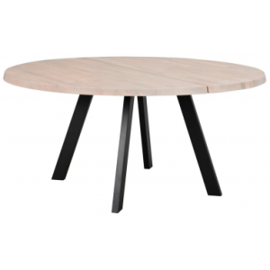 Rowico Fred rundt spisebord i metal og egetræ Ø160 cm - Sort/White wash