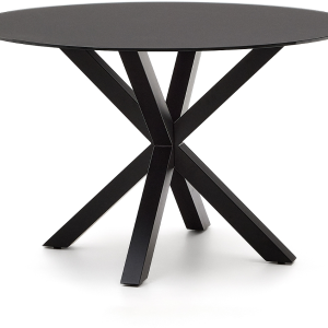 Rundt spisebord Kave Home Arya Ø120 x H74,2 cm sort stål og hærdet glas