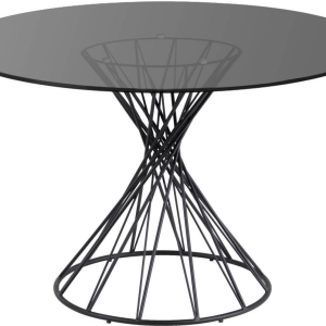 Rundt spisebord Kave Home Niut røget hærdet glas Ø120 cm sort stålstel