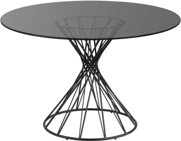 Rundt spisebord Kave Home Niut røget hærdet glas Ø120 cm sort stålstel