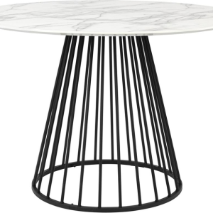 Rundt spisebord Studio White Floris Ø110 cm sort metal/marmorpapir-look