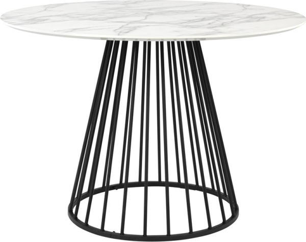 Rundt spisebord Studio White Floris Ø110 cm sort metal/marmorpapir-look