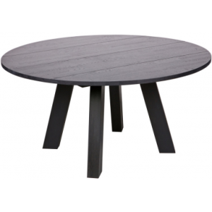 Rundt spisebord i egetræ Ø150 cm - Sort