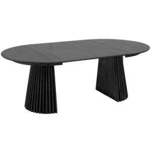 Rundt spisebord med udtræk i MDF og egetræsfinér Ø120 x 120 - 160 - 200 cm - Sort