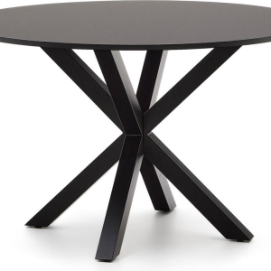 Rundt spisebord til 6 personer Kave Home Argo Ø120 cm H74,5 cm sort MDF & stål