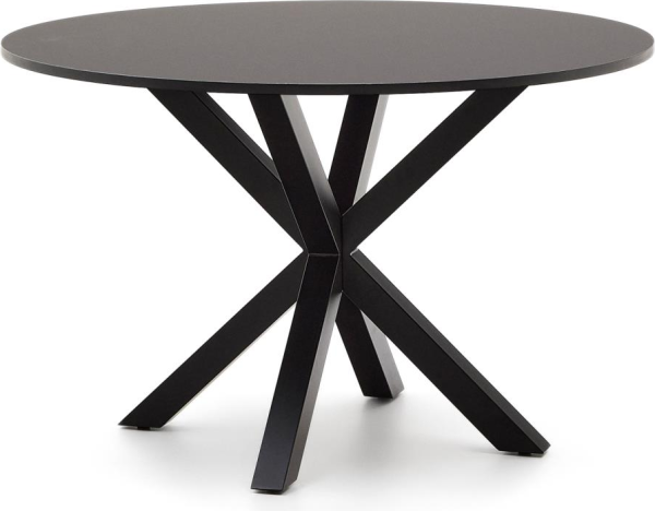 Rundt spisebord til 6 personer Kave Home Argo Ø120 cm H74,5 cm sort MDF & stål