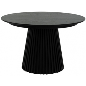 SVEND Rundt spisebord med udtræk i MDF og egetræsfinér Ø120 - 220 x 120 cm - Sort