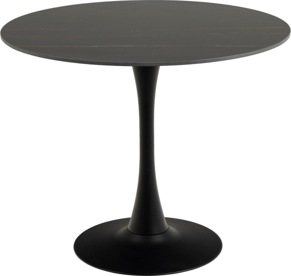 Signature Kalina kvadratisk spisebord 90x90 cm mat sort Grantham keramik med trompetstel i stål