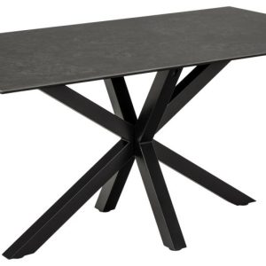 Sorgenfri spisebord 160 x 90 cm med sort keramisk bordplade og sort metalstel.