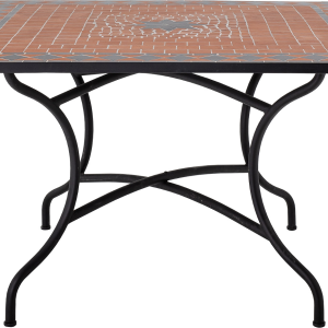 Spisebord Creative Collection Hellen 110x110 cm rød mosaikglasbordplade med sort stel