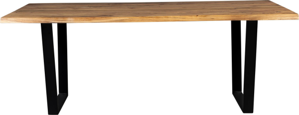 Spisebord Dutchbone Aka akacietræ lakeret brungrå 180x90x76 cm sort jernunderstel