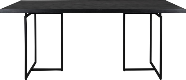 Spisebord Dutchbone Class rektangulært sort akaciefiner med stel i stål til 6 personer L180 x B90 x H75 cm