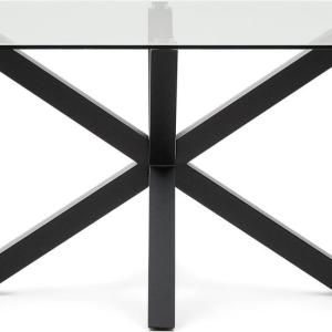 Spisebord Kave Home Argo 160x90x75 cm hærdet glas og sort pulverlakeret stålstel moderne design