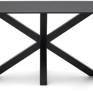Spisebord Kave Home Arya 200x100x75 cm frostet sort hærdet glas med mat sort stålben