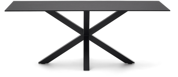 Spisebord Kave Home Arya 200x100x75 cm frostet sort hærdet glas med mat sort stålben