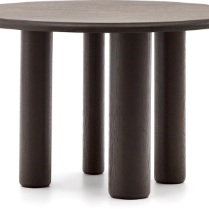 Spisebord Kave Home Mailen rund sort Ø120 cm i askefinér og massivt træ