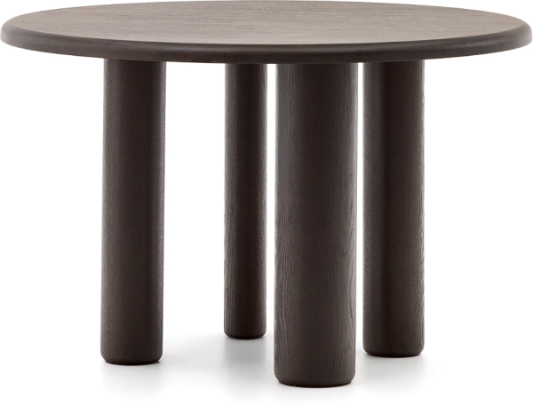Spisebord Kave Home Mailen rund sort Ø120 cm i askefinér og massivt træ