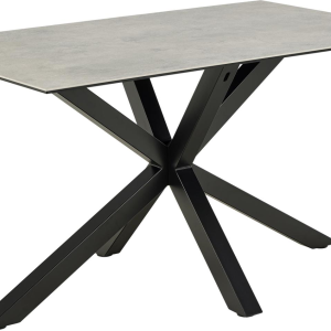 Spisebord Signature Bellona 135x80 cm grå Anista keramisk bordplade mat sort krydsstel