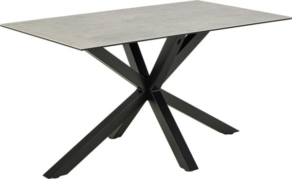 Spisebord Signature Bellona 135x80 cm grå Anista keramisk bordplade mat sort krydsstel