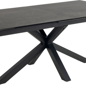 Spisebord Signature Bellona 240x100 cm i sort Fairbanks keramik med mat sort stel og synkron udtræk