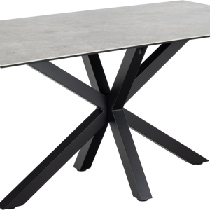 Spisebord Signature Bellona grå Anista keramik 160 x 90 cm mat sort pulverlakeret stålstel