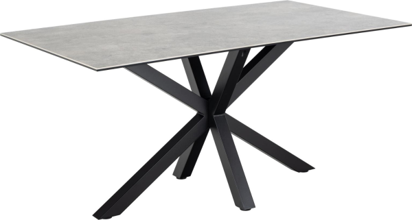 Spisebord Signature Bellona grå Anista keramik 160 x 90 cm mat sort pulverlakeret stålstel
