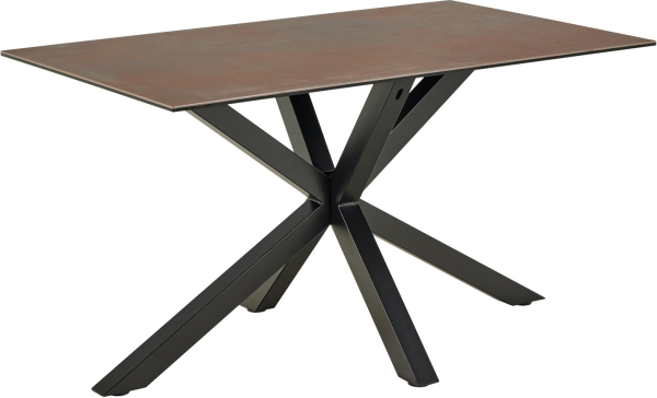 Spisebord Signature Bellona i rustenbrun keramik med sort stålstel 135x80 cm