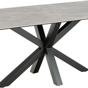 Spisebord Signature Bellona med grå Anista-keramik 200x100 cm mat sort stel