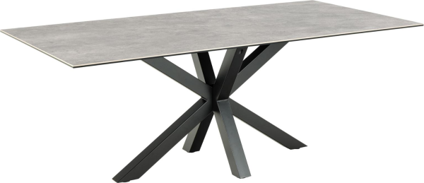 Spisebord Signature Bellona med grå Anista-keramik 200x100 cm mat sort stel