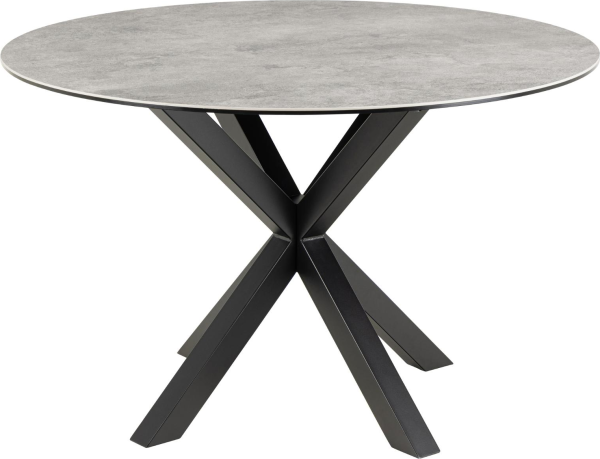 Spisebord Signature Bellona rund Ø119 cm keramik grå Anista mat sort stålstel