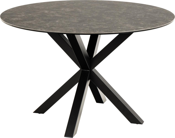 Spisebord Signature Bellona rund Ø119 cm sort Fairbanks keramik med sort stålstel
