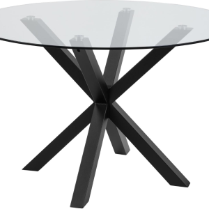 Spisebord Signature Bellona rundt hærdet glasbord Ø119 cm med mat sort stålstel