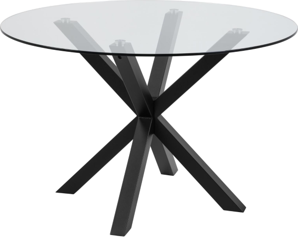 Spisebord Signature Bellona rundt hærdet glasbord Ø119 cm med mat sort stålstel