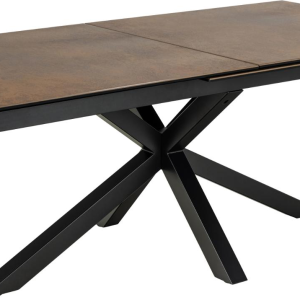 Spisebord Signature Bellona udtræksbord i rustbrun Lemco-keramik med sort krydsstel 240x100 cm