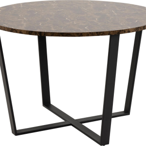 Spisebord Signature Fianna rund Ø110 cm brun marmor melamin med sort stålstel