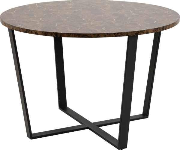 Spisebord Signature Fianna rund Ø110 cm brun marmor melamin med sort stålstel
