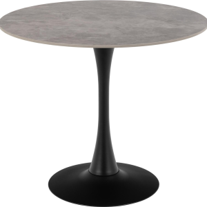 Spisebord Signature Kalina rundt Ø90 cm i grå Batis keramisk bordplade med sort trompetben
