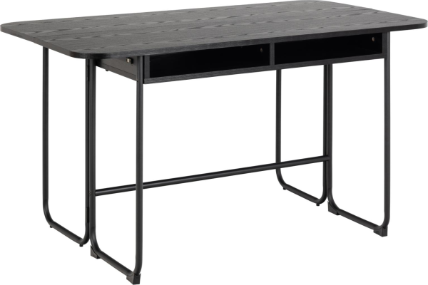 Spisebord Signature Odelara - sort ask melamin & pulverlakeret stålstel 140x80x77 cm