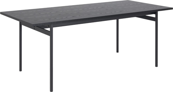 Spisebord Signature Orlina 200x90 cm askesort melamin med pulverlakerede mat sort stålben