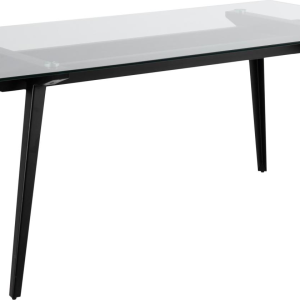 Spisebord Signature Rovina glasbord med sort pulverlakeret stålstel 180x90 cm