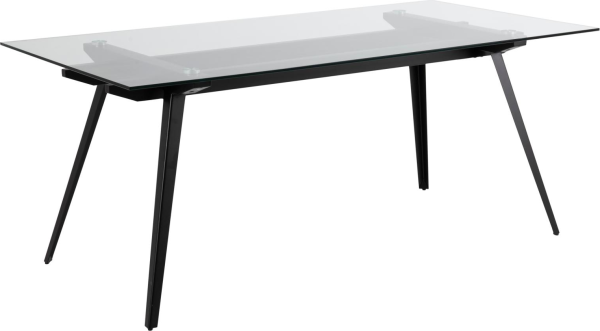 Spisebord Signature Rovina glasbord med sort pulverlakeret stålstel 180x90 cm
