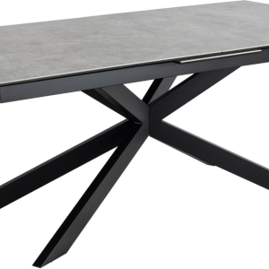 Spisebord Signature Unaelle 240x100 cm grå Anista keramik udtræksbord med mat sort krydsstel