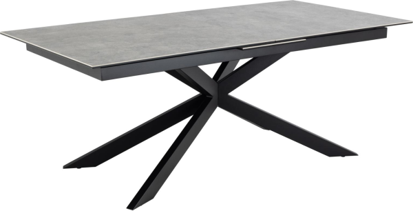 Spisebord Signature Unaelle 240x100 cm grå Anista keramik udtræksbord med mat sort krydsstel