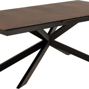 Spisebord Signature Unaelle rektangulært 240x100 cm rustbrun Lemco keramik med sort stålstel og synkronudtræk