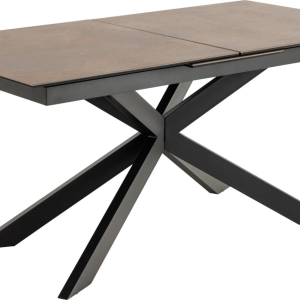 Spisebord Signature Unaelle rustbrun Lemco keramik 210x90 cm mat sort stålstel med synkron udtræk