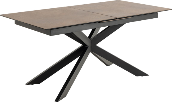 Spisebord Signature Unaelle rustbrun Lemco keramik 210x90 cm mat sort stålstel med synkron udtræk
