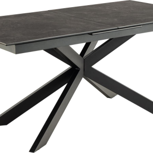 Spisebord Signature Unaelle sort Fairbanks keramik top mat sort stålstel synkront udtræk 210x90 cm